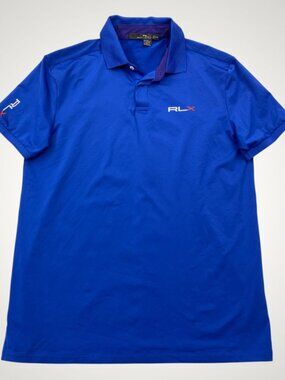 RLX Ralph Lauren Performance Golf Polo Shirt Royal Blue Stretch Logo Men’s L